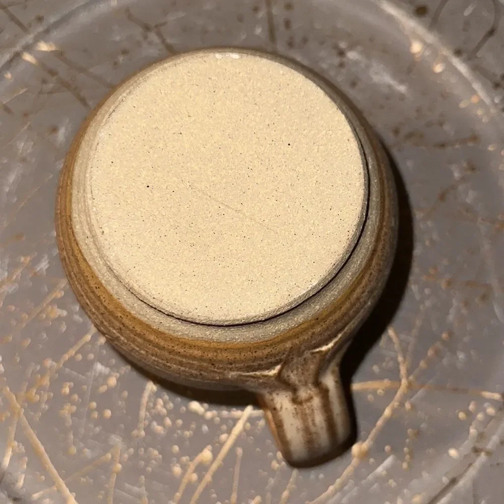Vintage Handmade Pottery Milk or Cream Light Brown Cream in Color Mid Size Jug